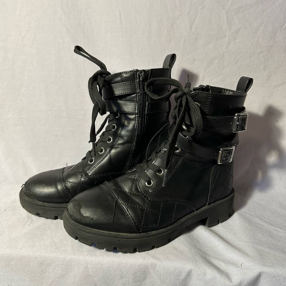 Girls black leather boots size 2